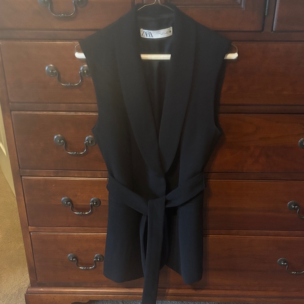 Zara black vest - tie waist